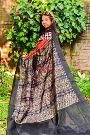 Pasapali Border Orange Silk Saree