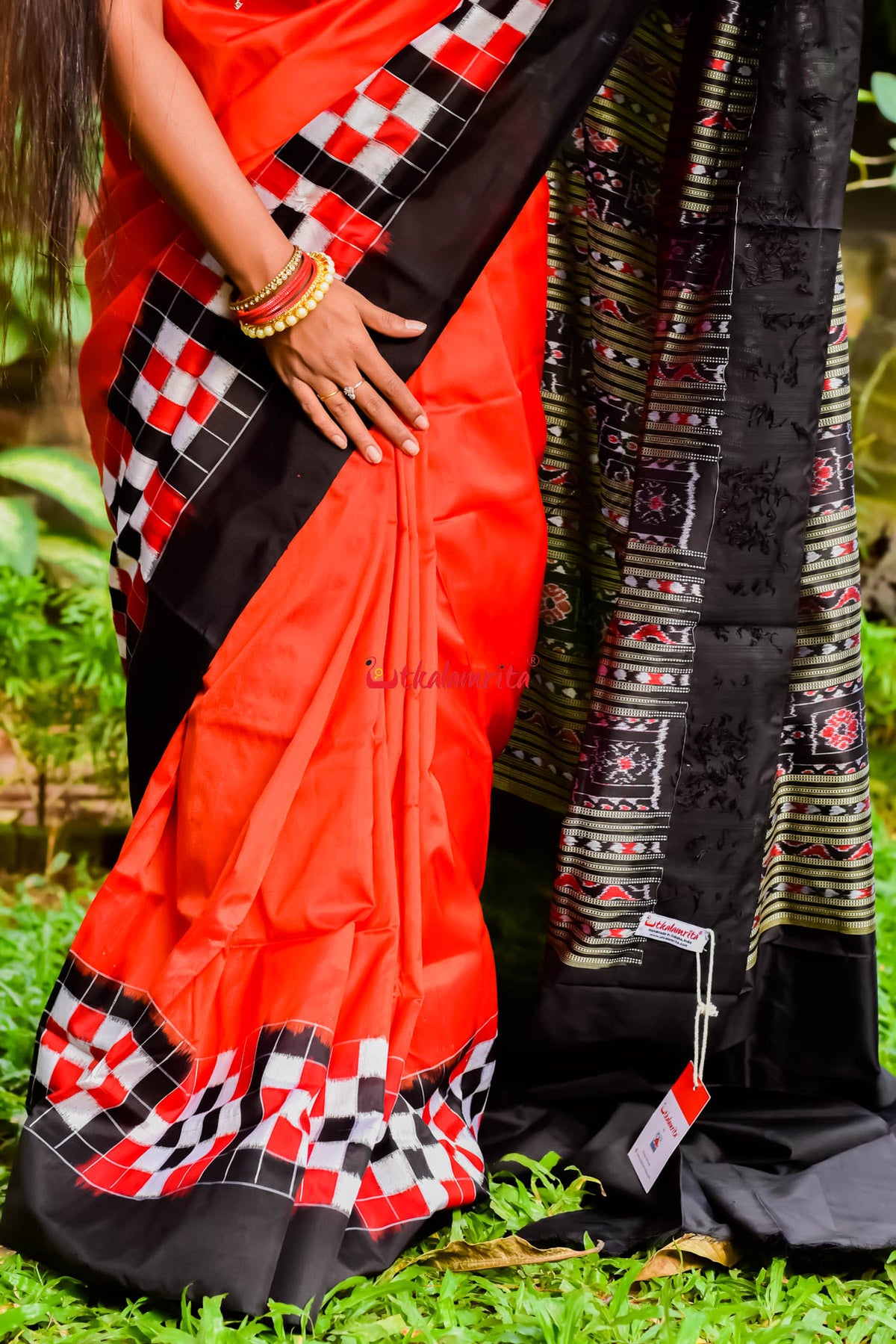 Pasapali Border Orange Silk Saree