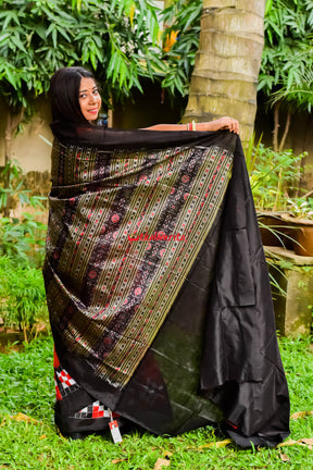 Pasapali Border Orange Silk Saree