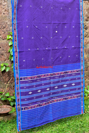 Purple Blue Single Cotton Saree