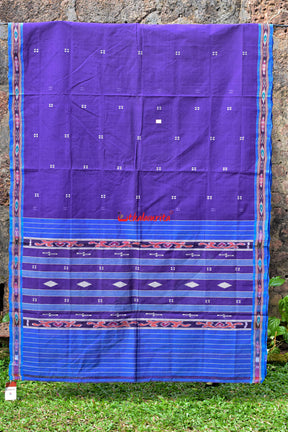 Purple Blue Single Cotton Saree