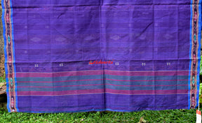 Purple Blue Single Cotton Saree