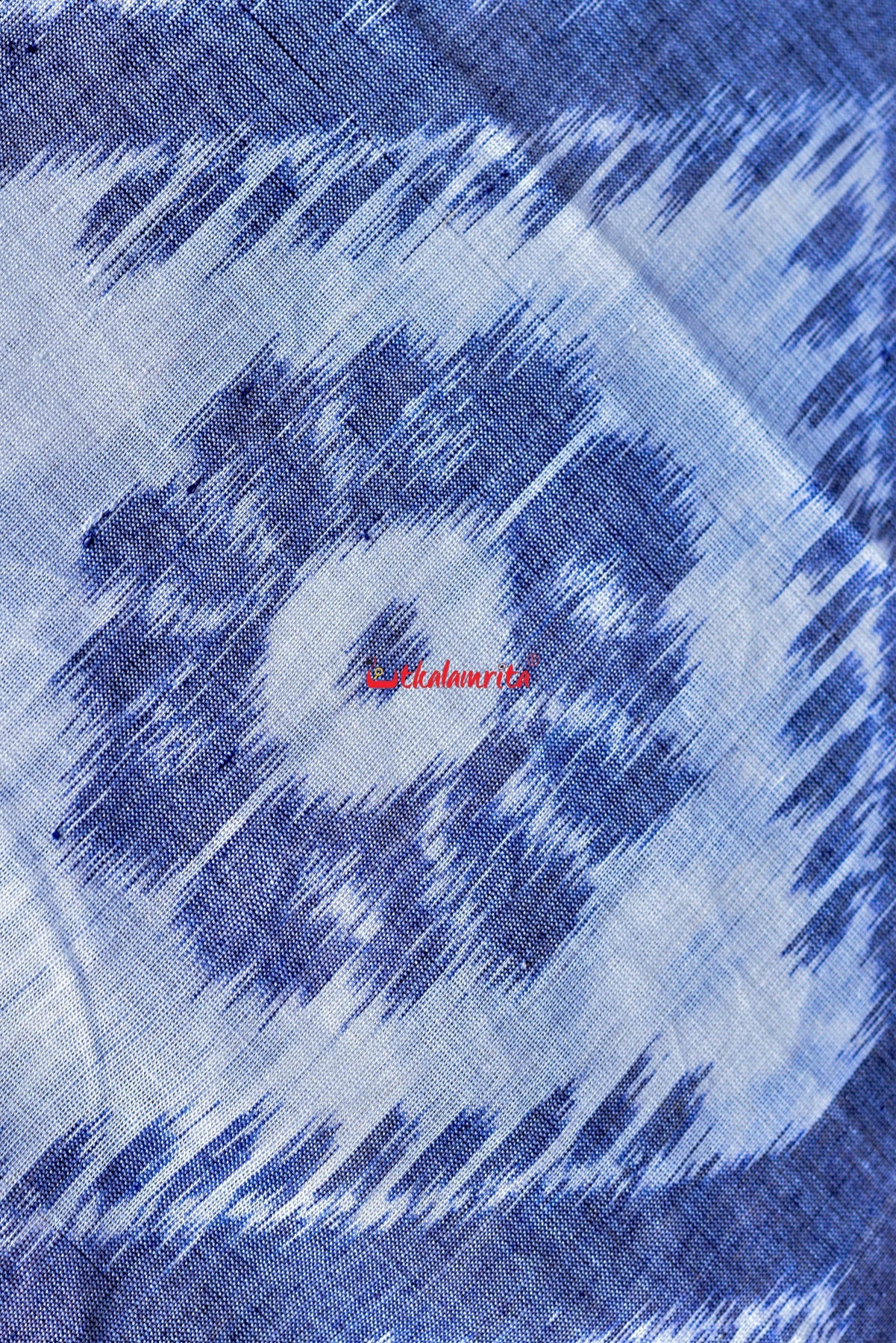 White Blue Bada Phula Cotton Saree