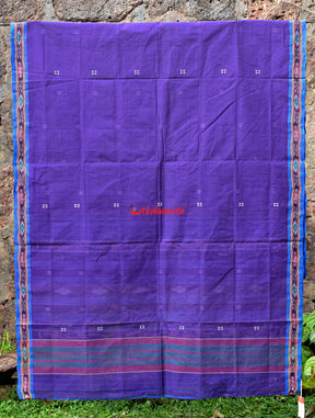 Purple Blue Single Cotton Saree
