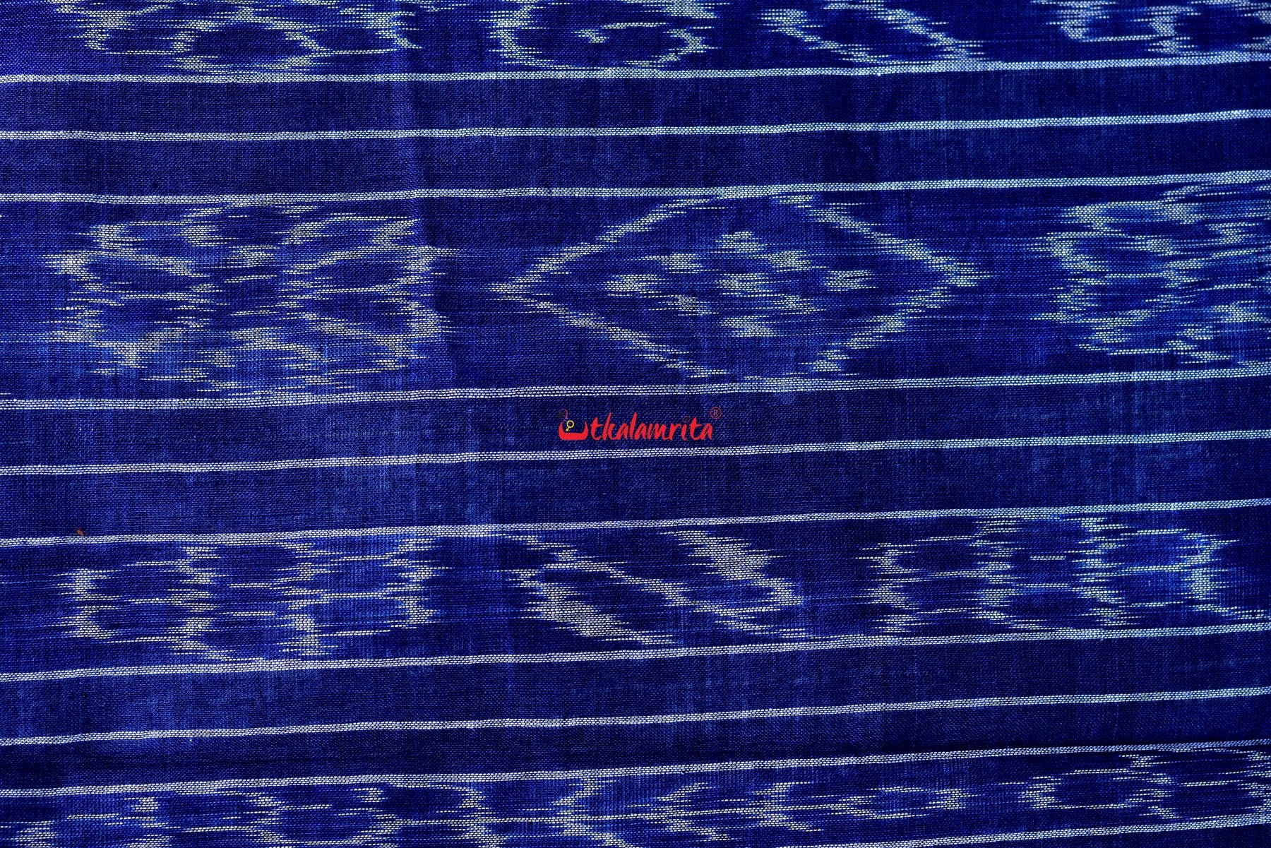 White Blue Bada Phula Cotton Saree