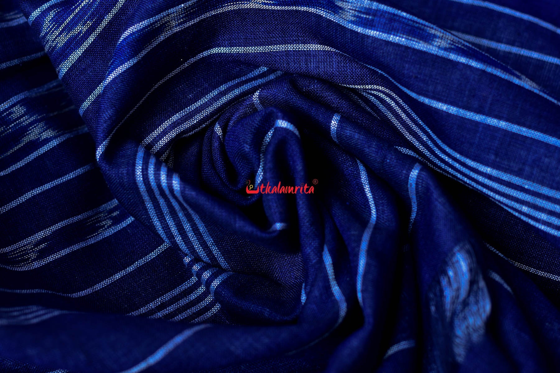 White Blue Bada Phula Cotton Saree