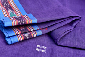 Purple Blue Single Cotton Saree