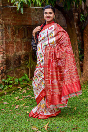 White Red Nabarangi Silk