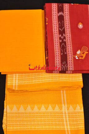 Red Yellow Mayura Bomkai Dress Set