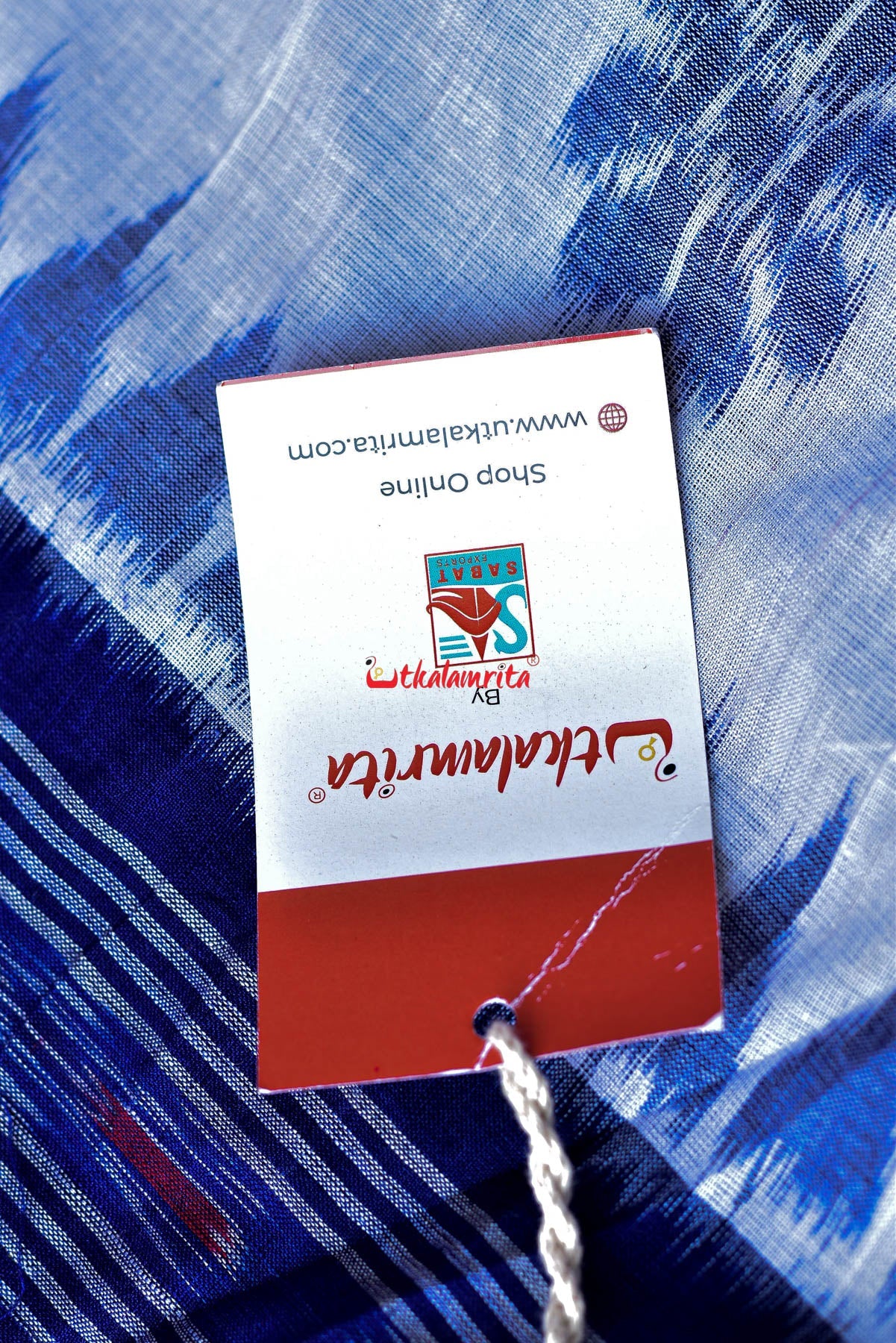 White Blue Bada Phula Cotton Saree