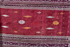 Maroon Chequered Single Cotton Saree