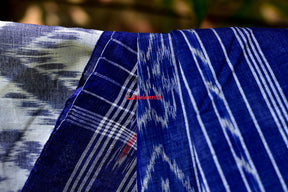 White Blue Bada Phula Cotton Saree