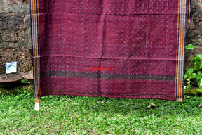 Maroon Chequered Single Cotton Saree