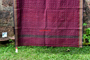 Maroon Chequered Single Cotton Saree