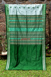Olive Dual Tribal Bomkai Silk Saree