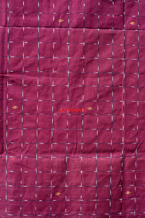 Maroon Chequered Single Cotton Saree