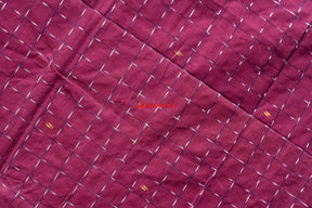Maroon Chequered Single Cotton Saree