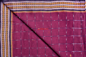 Maroon Chequered Single Cotton Saree