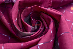 Maroon Chequered Single Cotton Saree