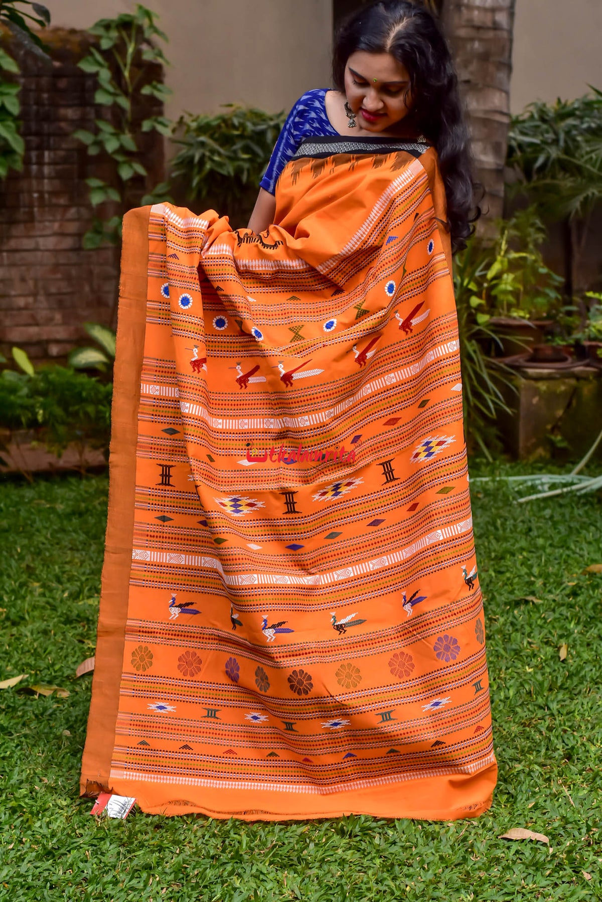 Original Ganjam Bomkai Mustard Cotton Saree