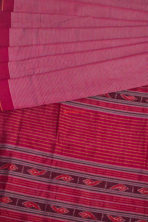 Stripes On Maroon Cotton Saree