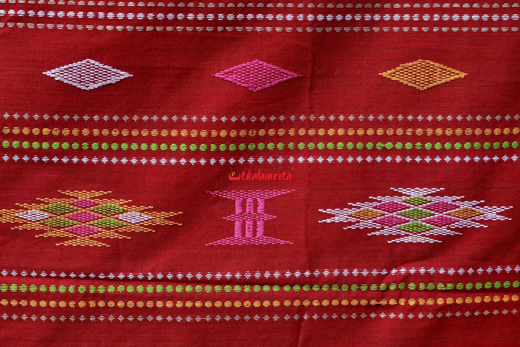 Beige Ganga Jamuna Fishes Bomkai Cotton Saree