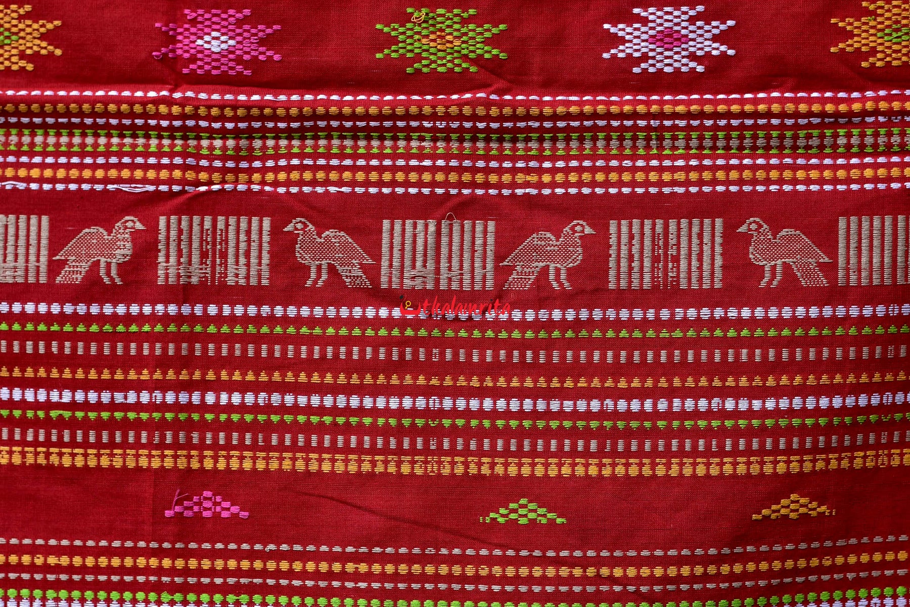 Beige Ganga Jamuna Fishes Bomkai Cotton Saree