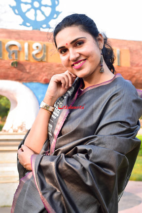 Black Magenta Jala Anchal Gopalpur Tussar