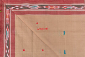 Beige Maroon Pittala Single Cotton Saree