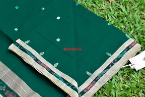 Bottlegreen Beige Pittala Single Cotton Saree