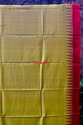 Fine Yellow Red Tussar Silk