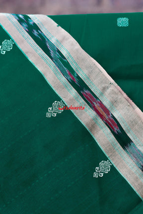 Bottlegreen Beige Pittala Single Cotton Saree
