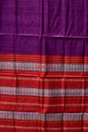 Purple Red Gopalpur Tussar Silk Saree