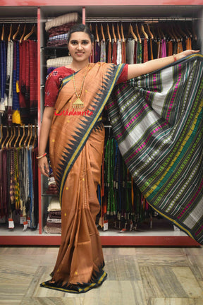 Rust Brown Gopalpur Tussar Silk Saree