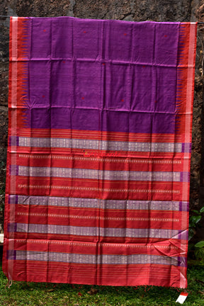 Purple Red Gopalpur Tussar Silk Saree