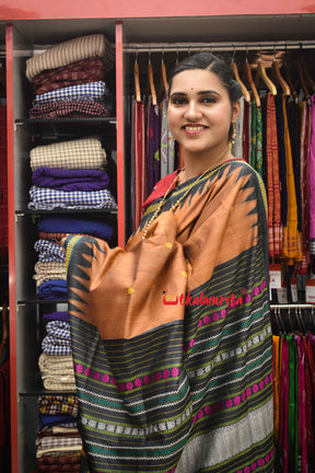 Rust Brown Gopalpur Tussar Silk Saree