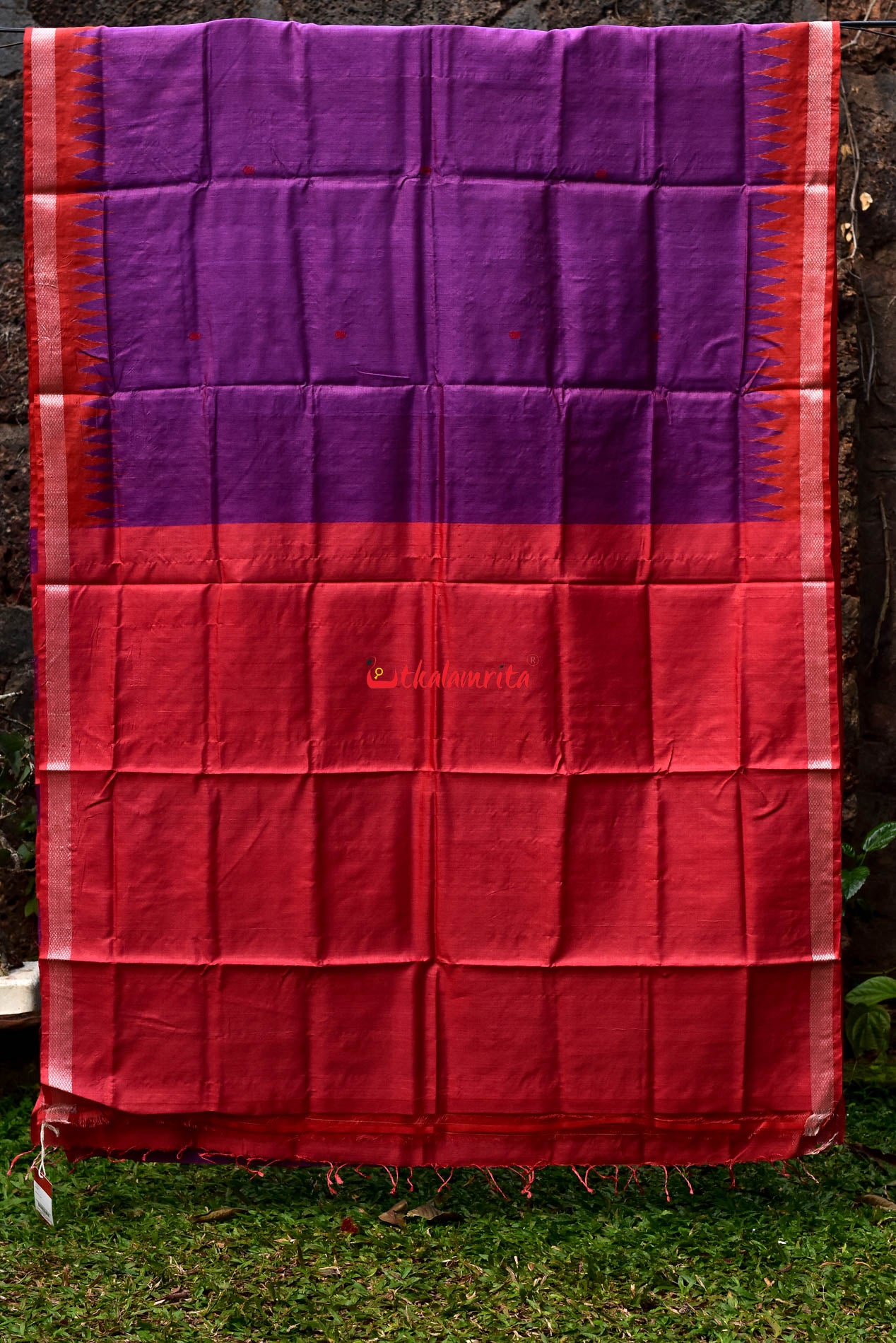 Purple Red Gopalpur Tussar Silk Saree