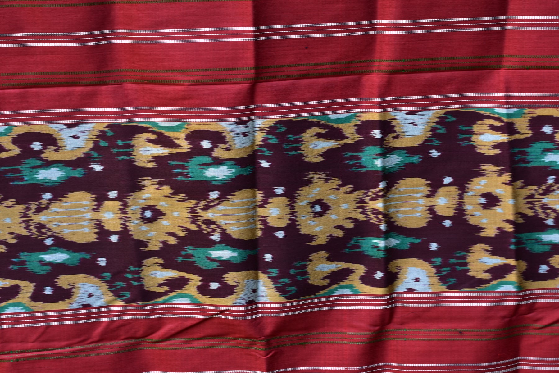 Cambodian Style Coffee Maroon Ikat silk