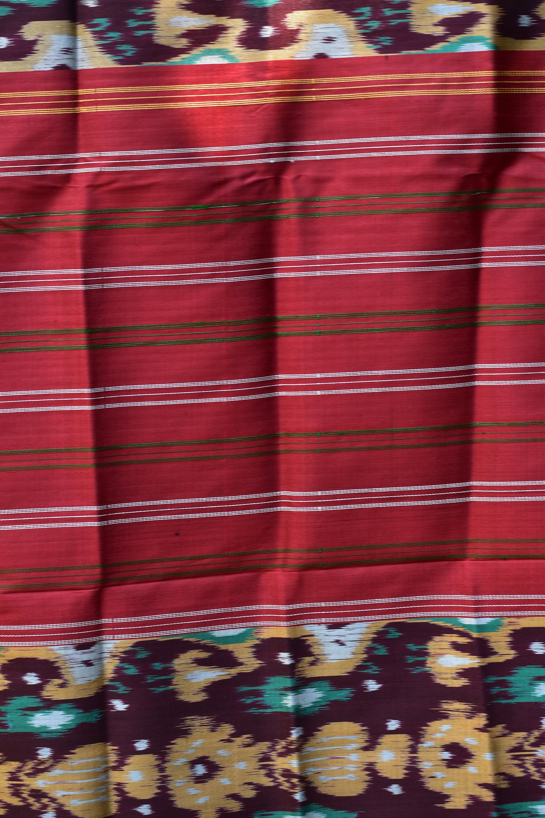 Cambodian Style Coffee Maroon Ikat silk