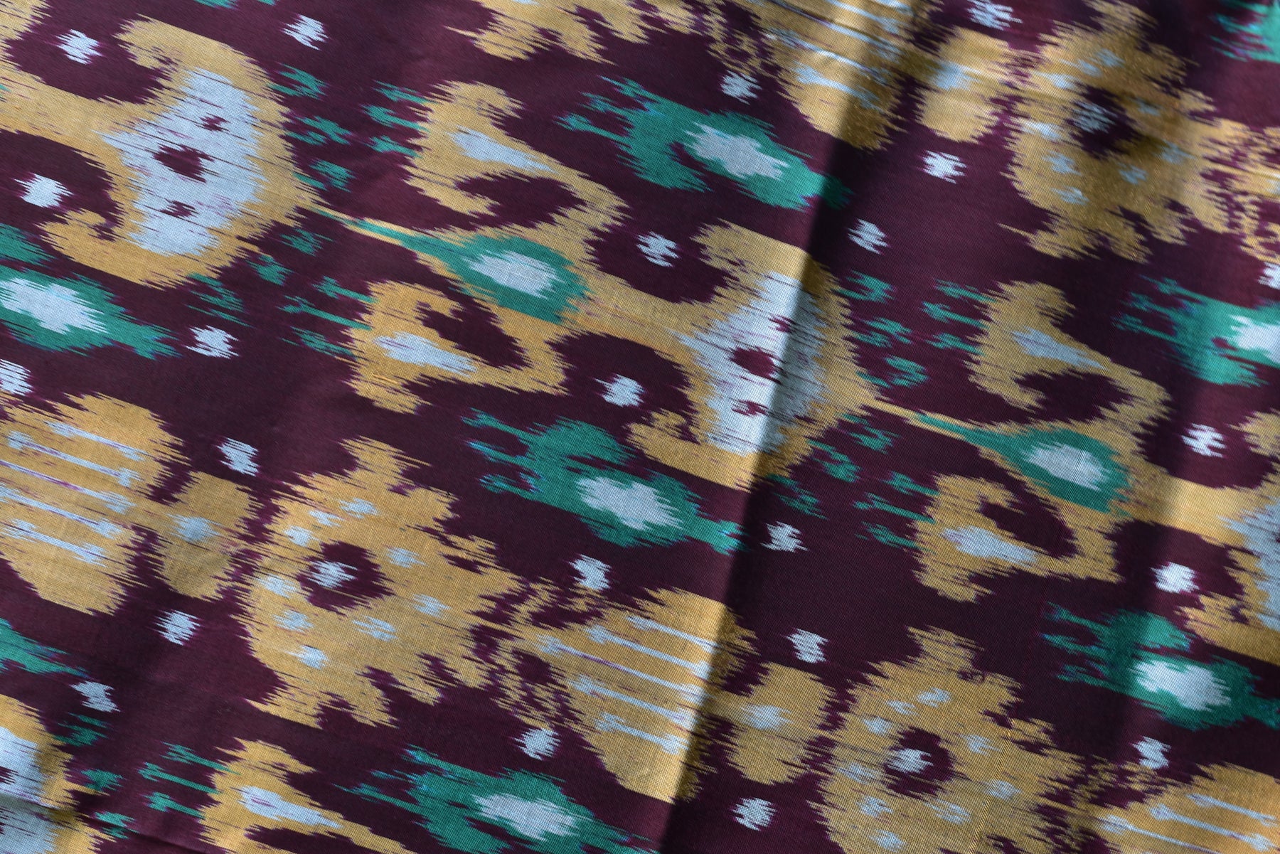 Cambodian Style Coffee Maroon Ikat silk