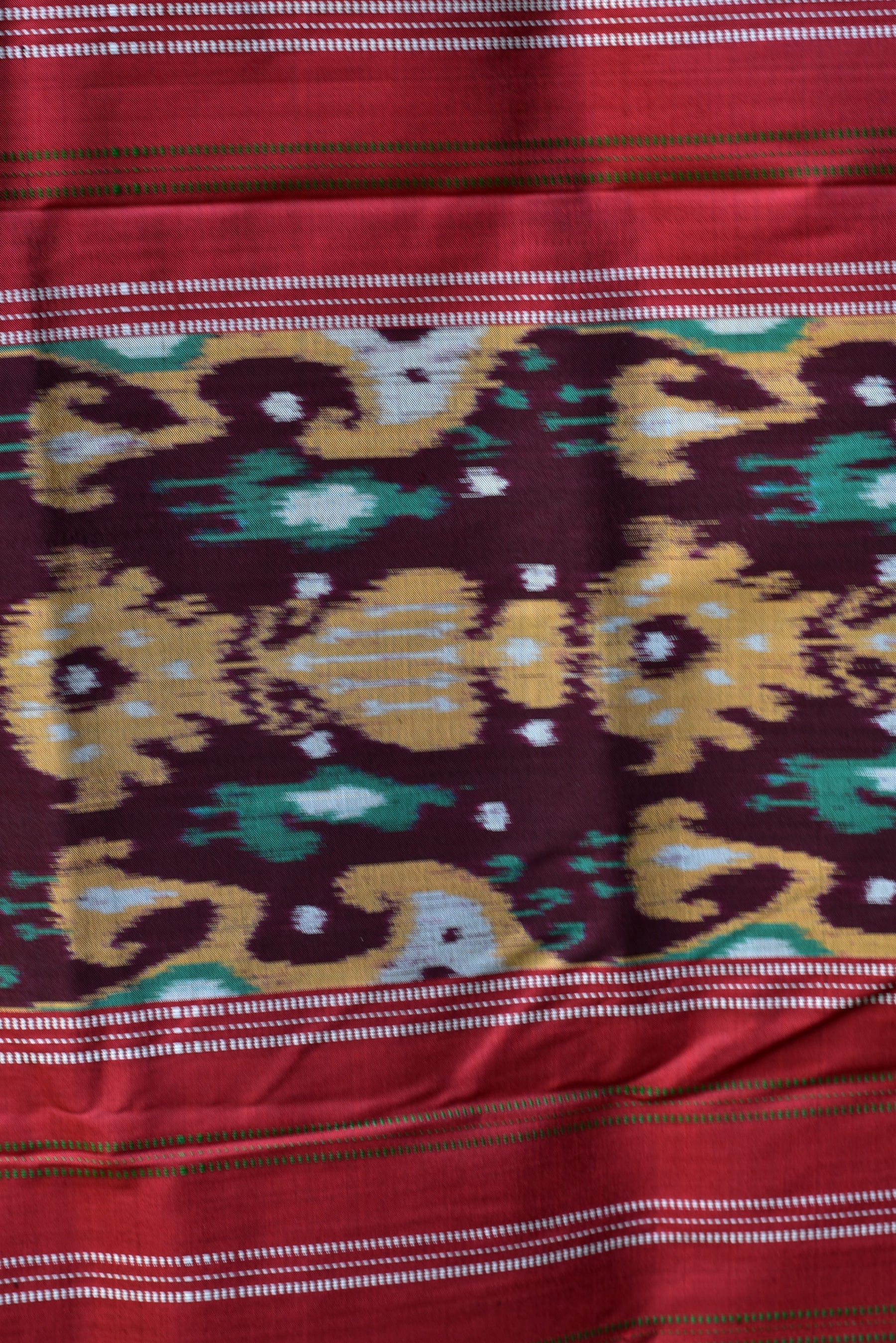 Cambodian Style Coffee Maroon Ikat silk