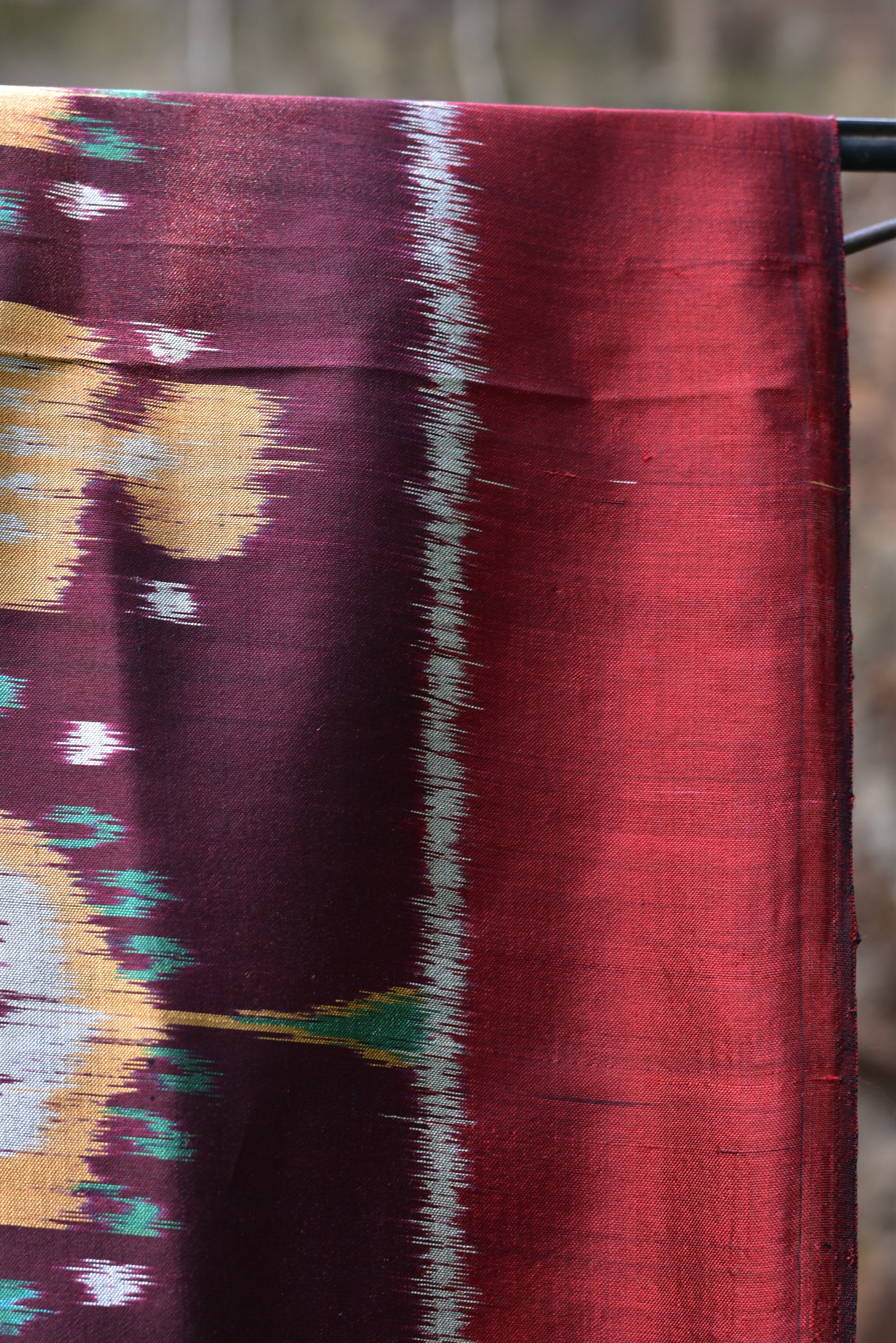 Cambodian Style Coffee Maroon Ikat silk