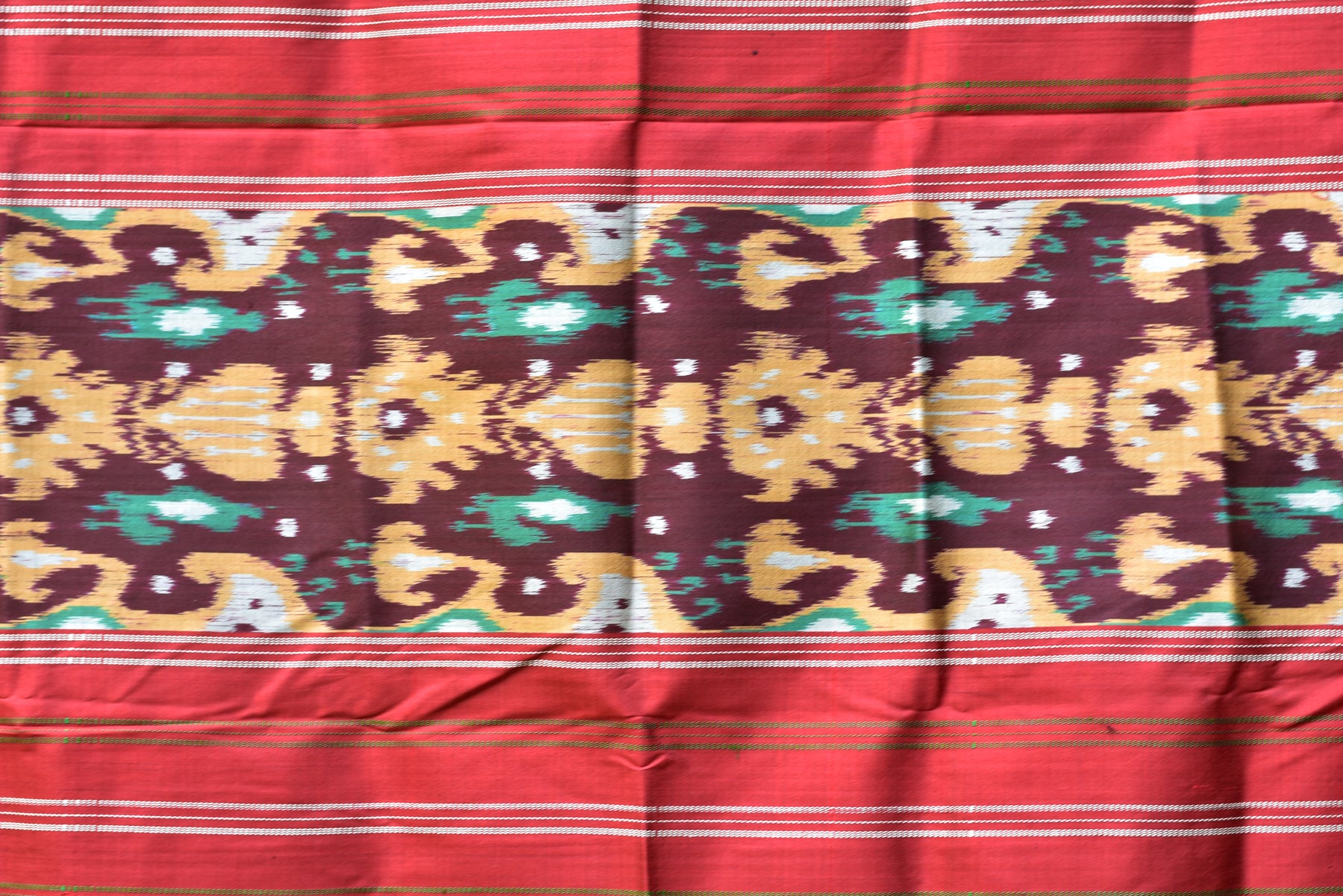 Cambodian Style Coffee Maroon Ikat silk