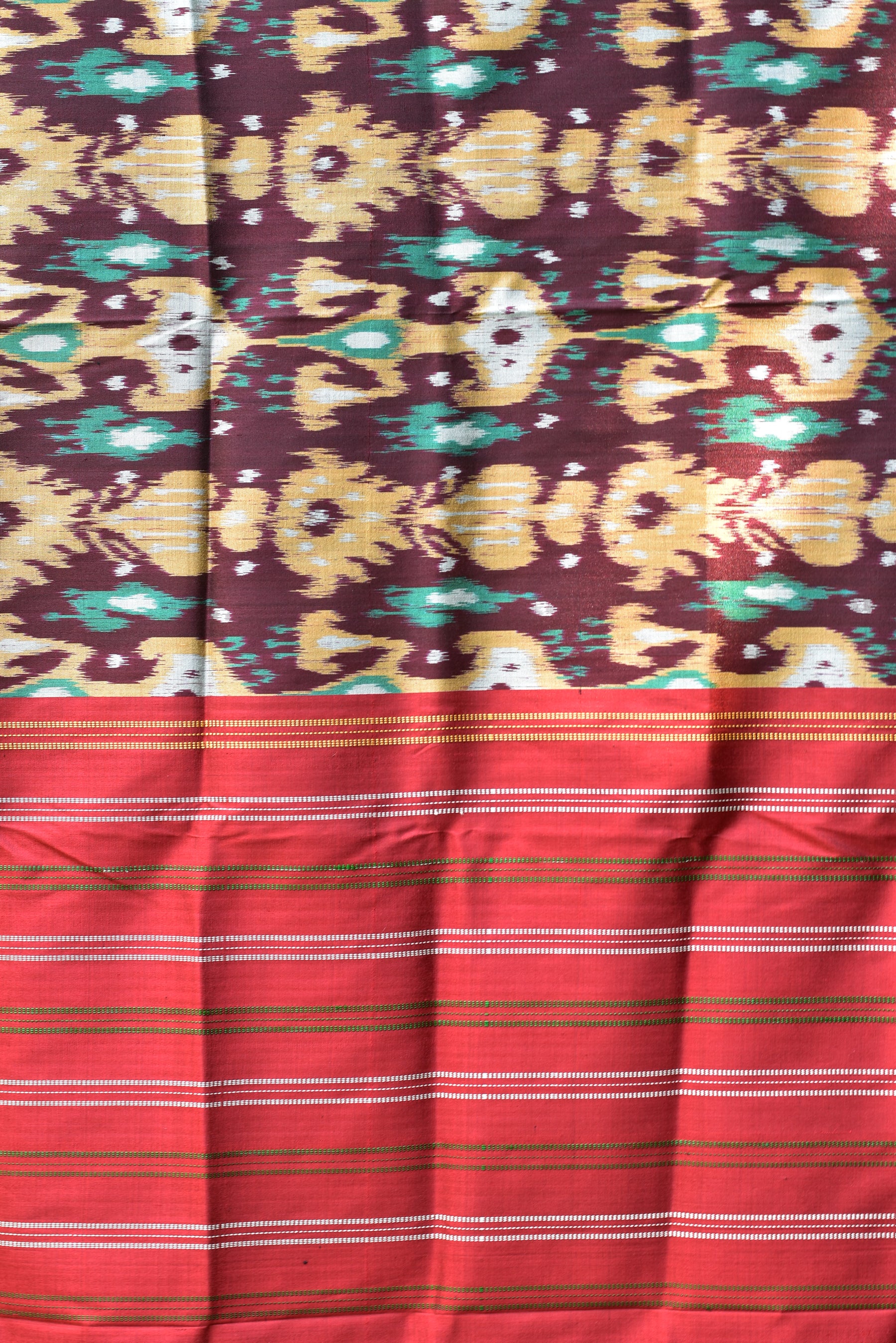 Cambodian Style Coffee Maroon Ikat silk