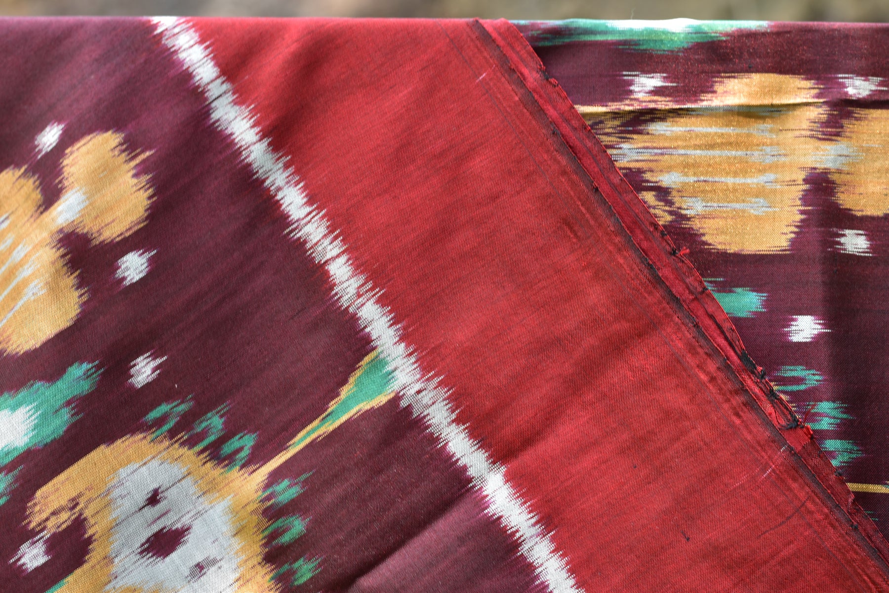 Cambodian Style Coffee Maroon Ikat silk