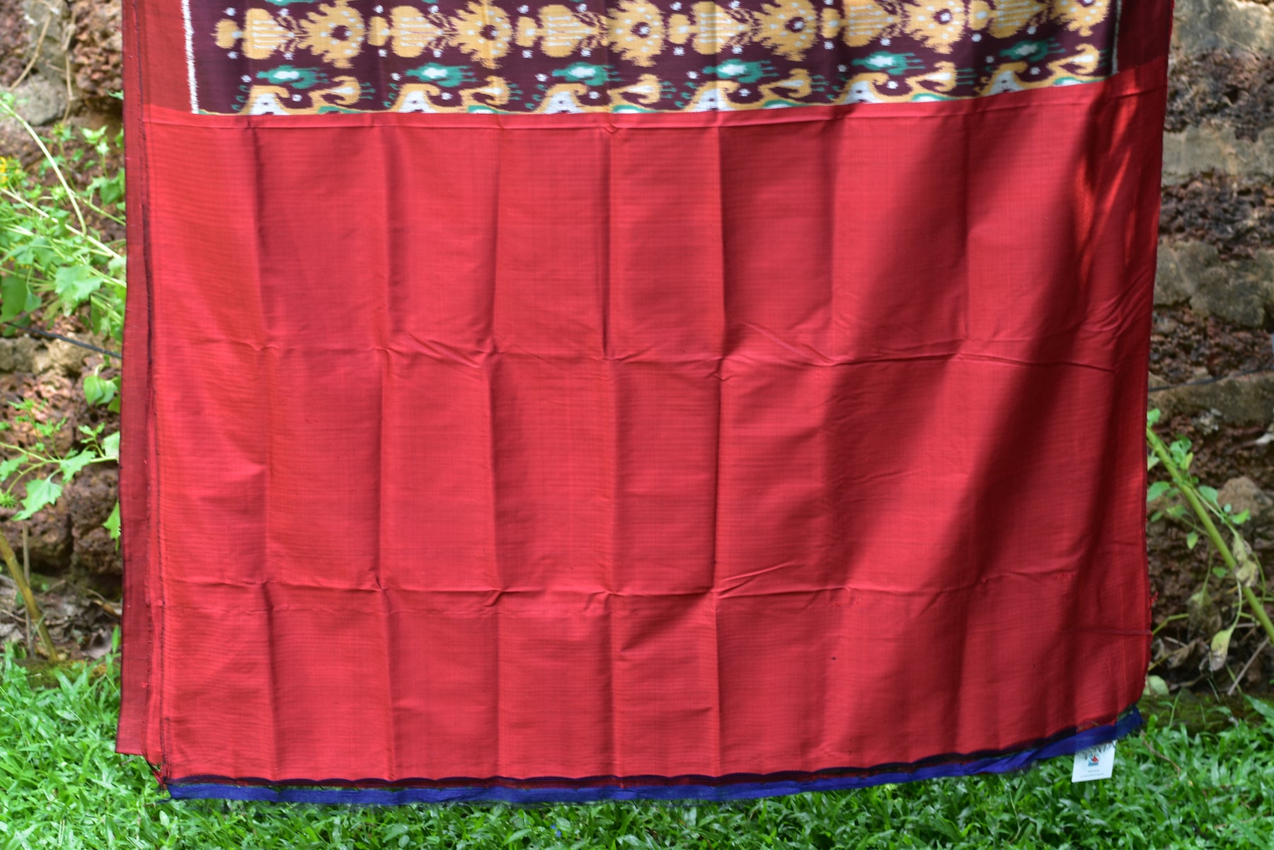 Cambodian Style Coffee Maroon Ikat silk