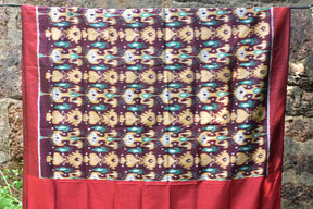 Cambodian Style Coffee Maroon Ikat silk