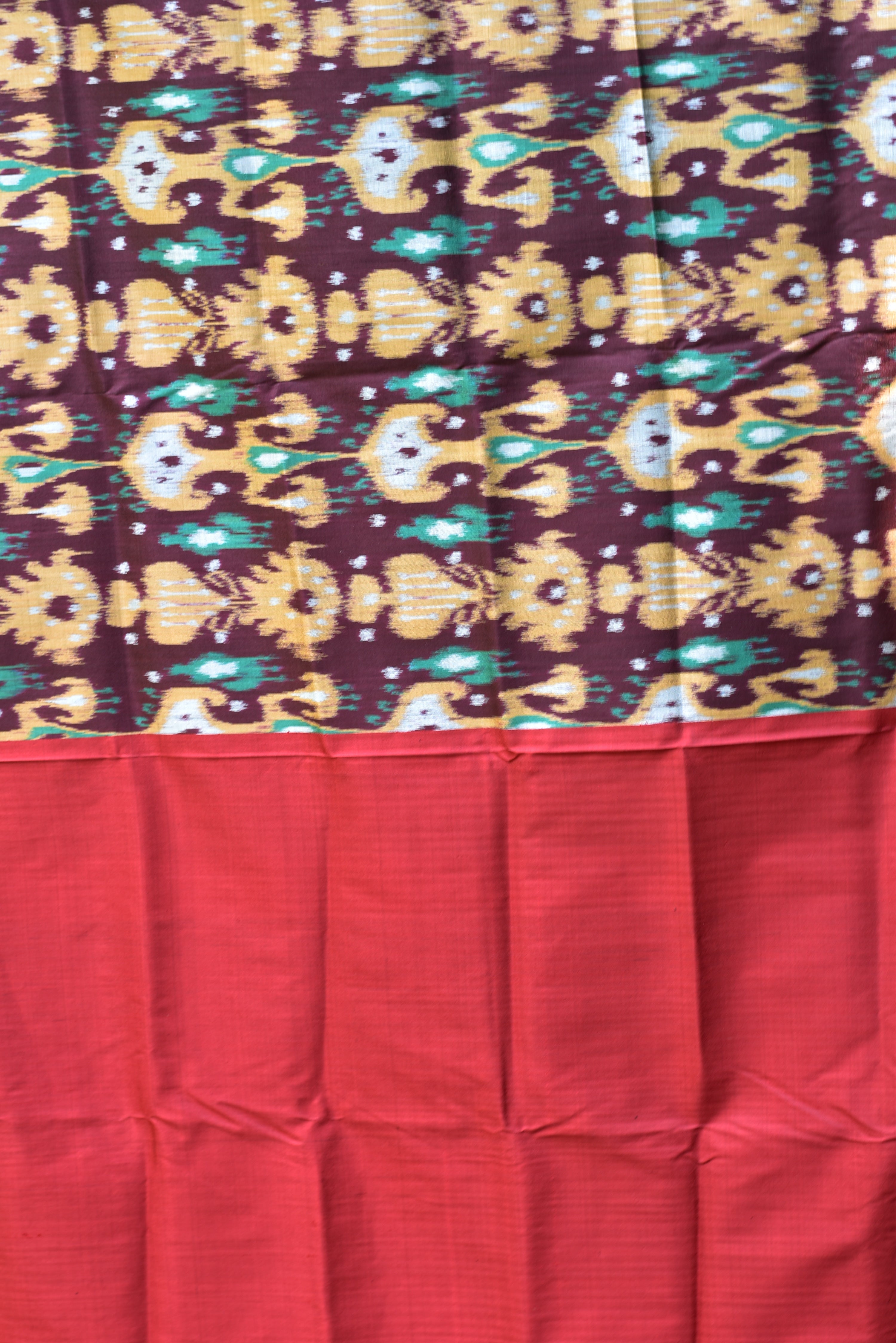 Cambodian Style Coffee Maroon Ikat silk