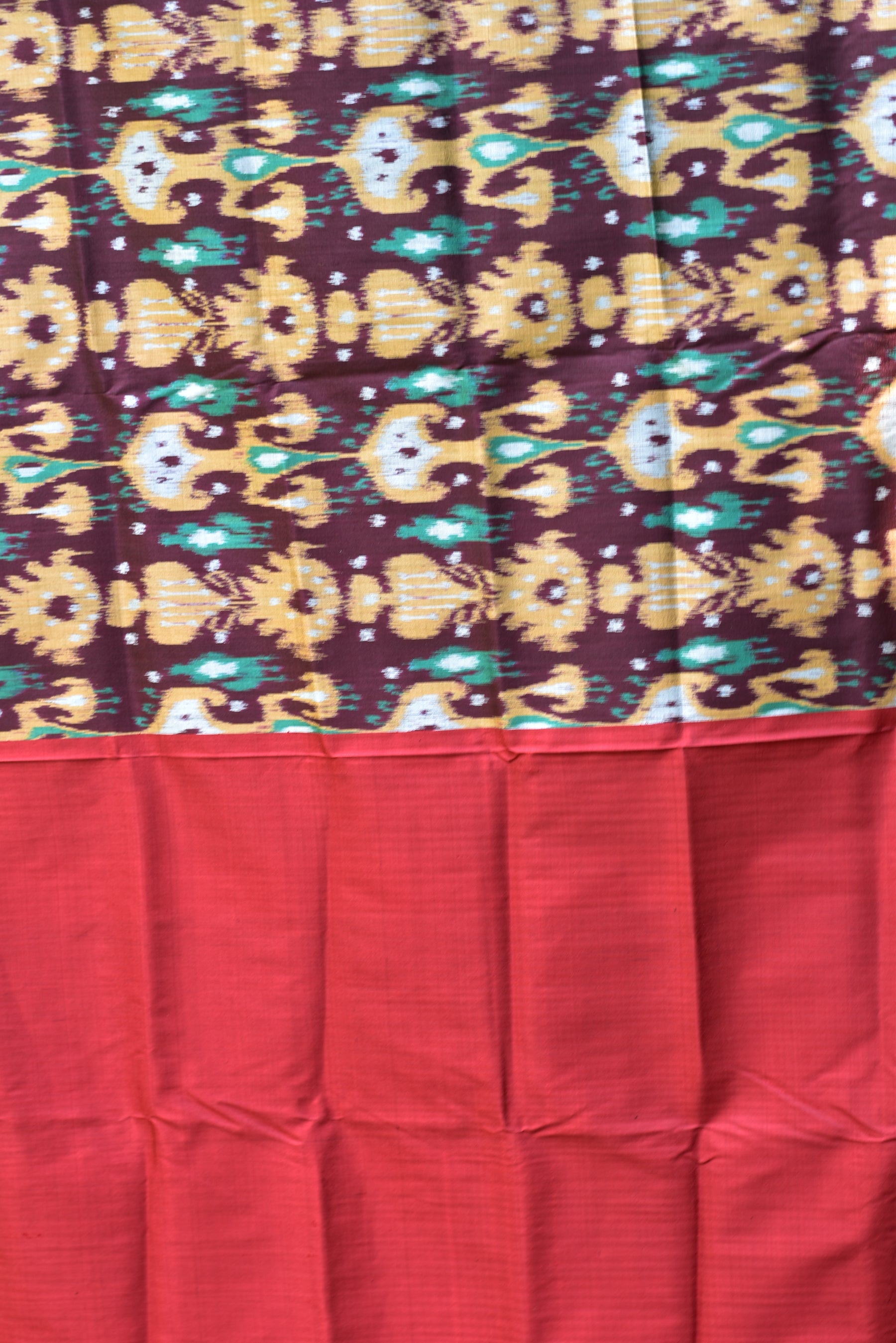 Cambodian Style Coffee Maroon Ikat silk