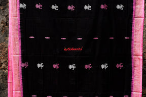 Black Pink Doll Bomkai Cotton Saree